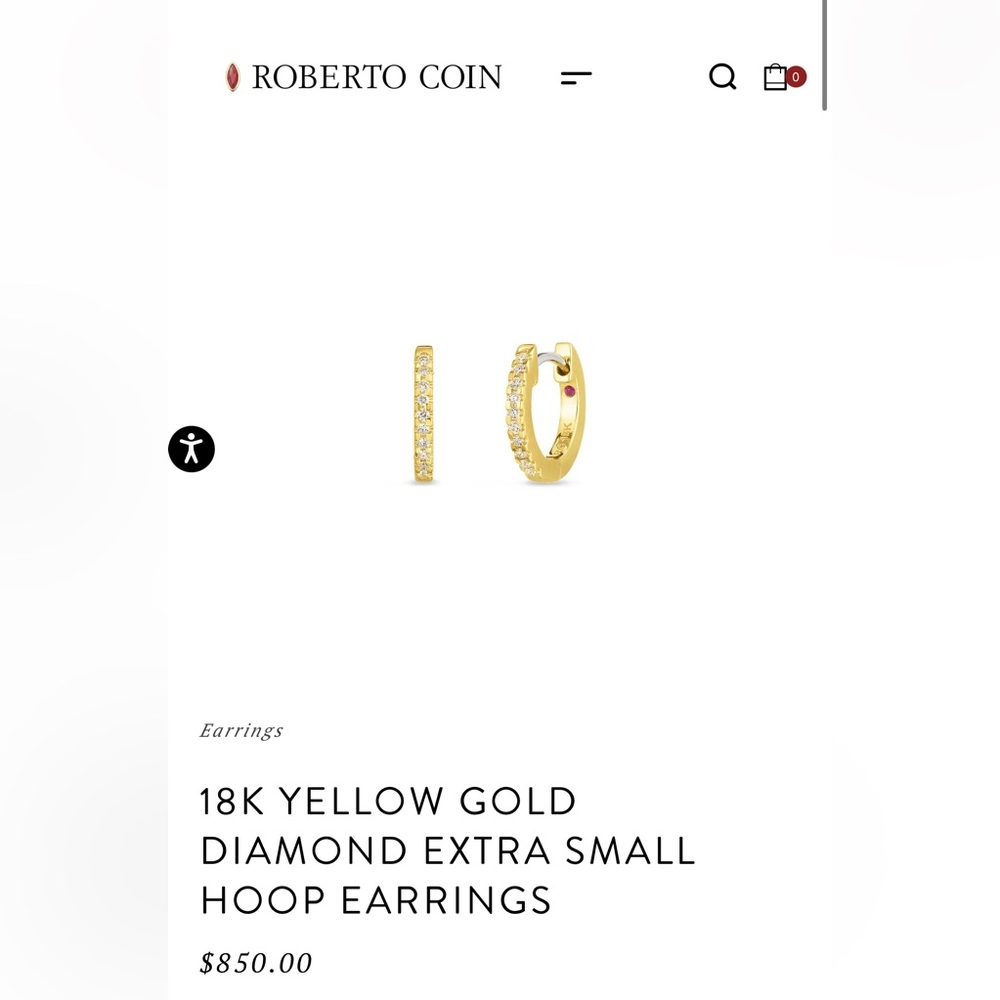 Roberto Coin 18K gold diamonds hoops